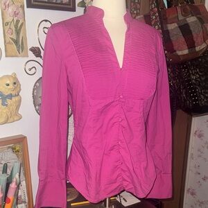 Express Fuchsia Blouse with Mandarin Collar
